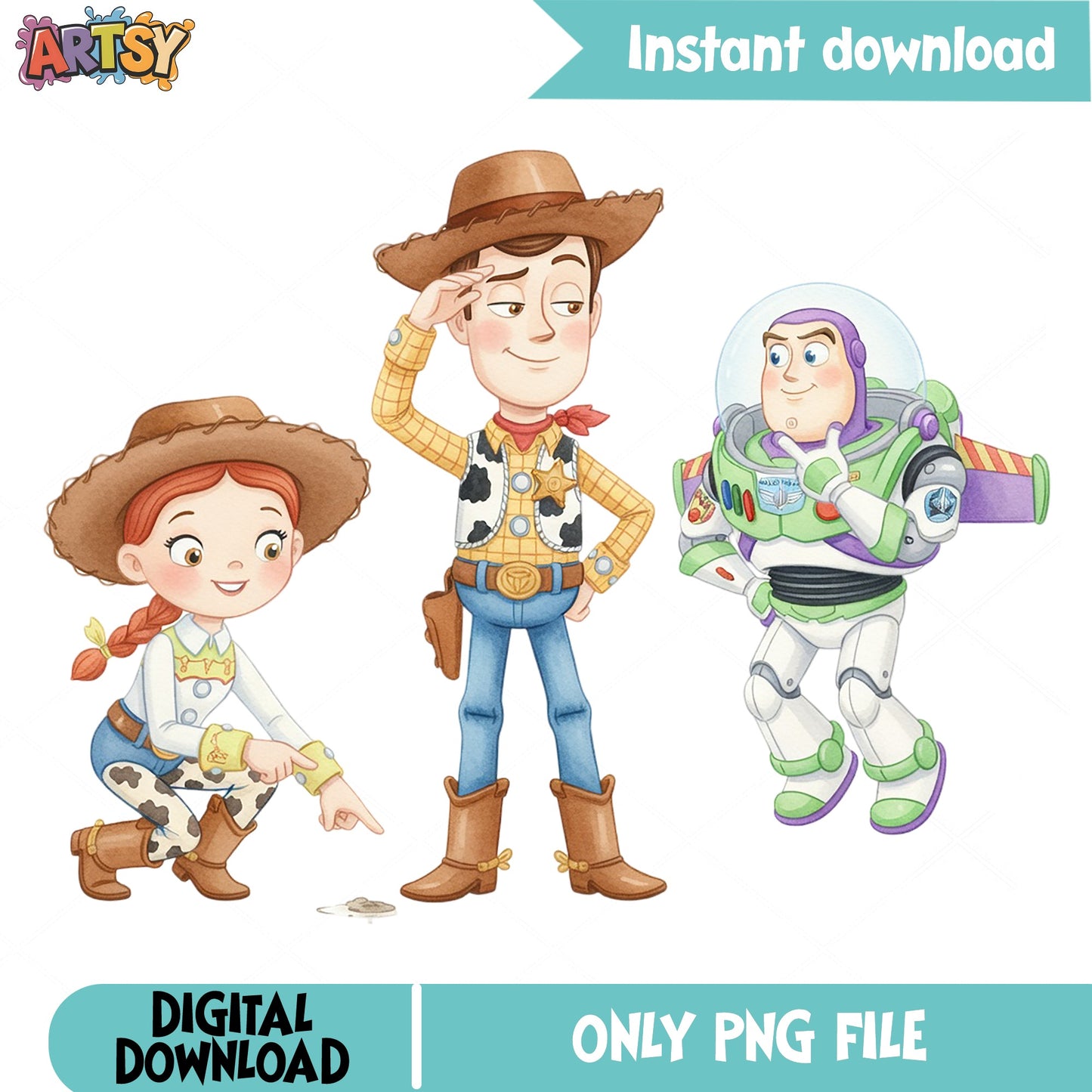 Toy Story Characters PNG, Woody Buzz Jessie PNG, Disney Pixar PNG