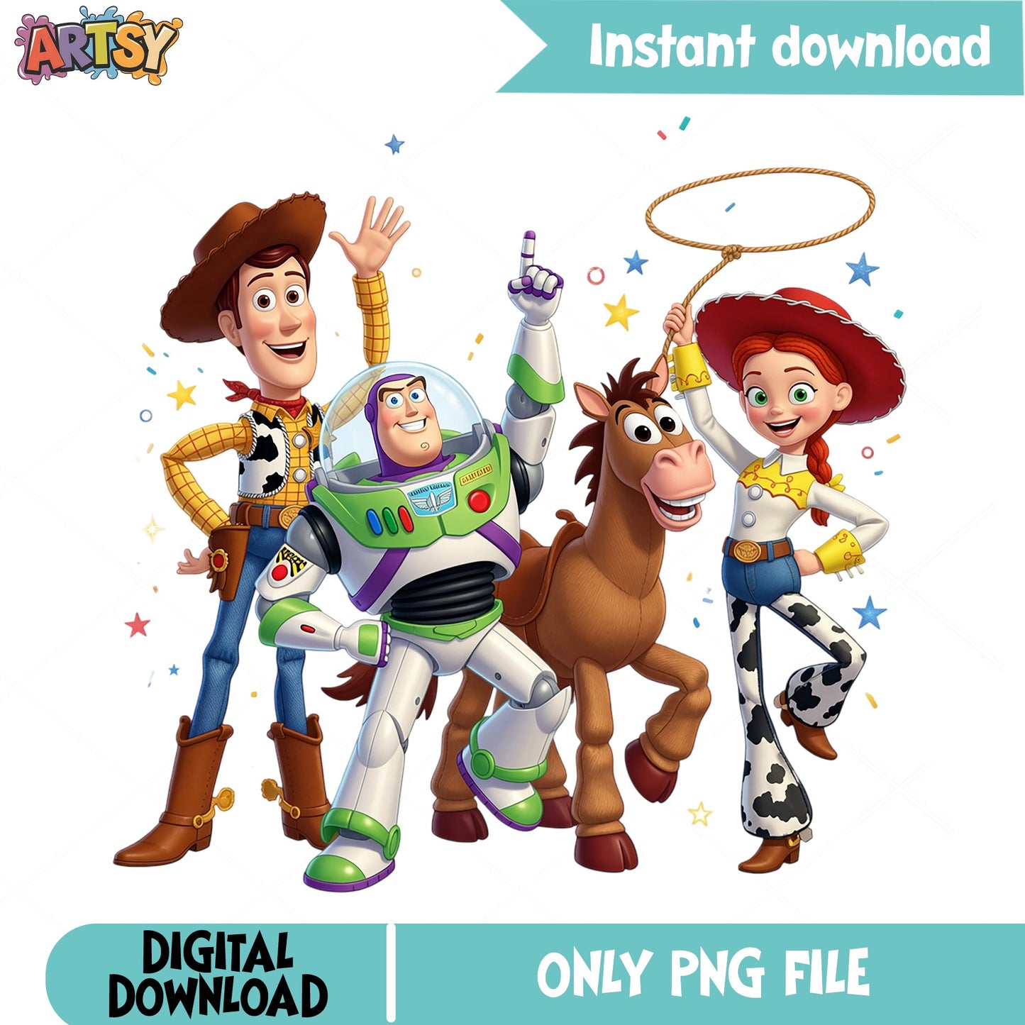 Toy Story Characters PNG, Woody Buzz Lightyear Jessie PNG, Disney PNG