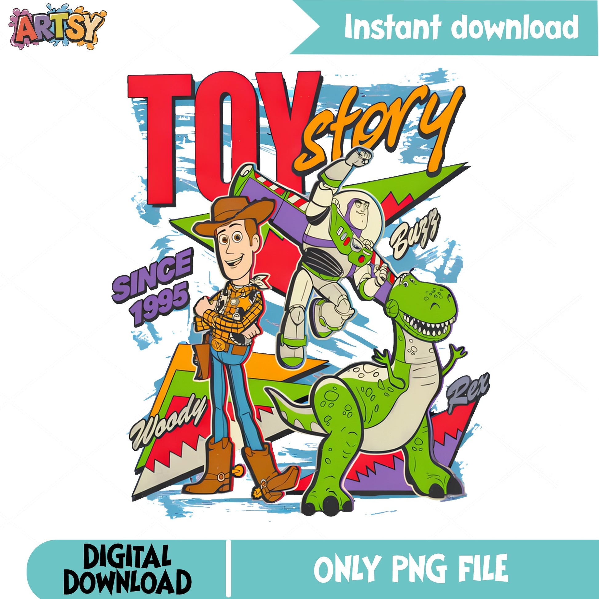 Toy Story Characters PNG, Woody Buzz Lightyear Rex PNG, Disney PNG