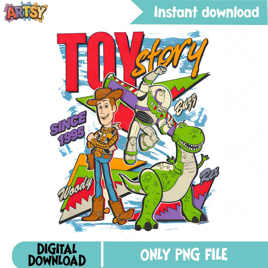 Toy Story Characters PNG, Woody Buzz Lightyear Rex PNG, Disney PNG