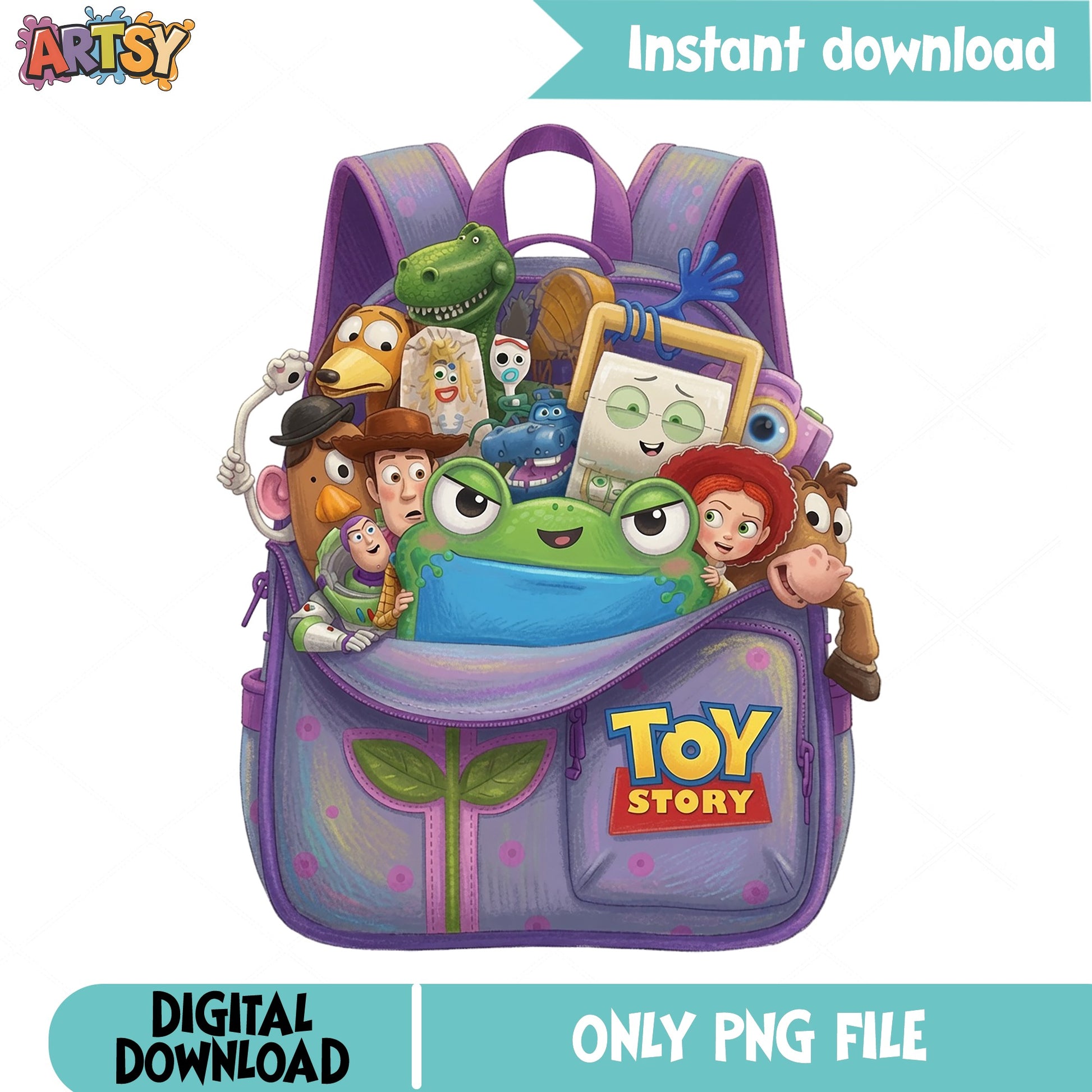 Toy Story Characters School Bag PNG, Woody And Friends PNG, Disney Pixar PNG