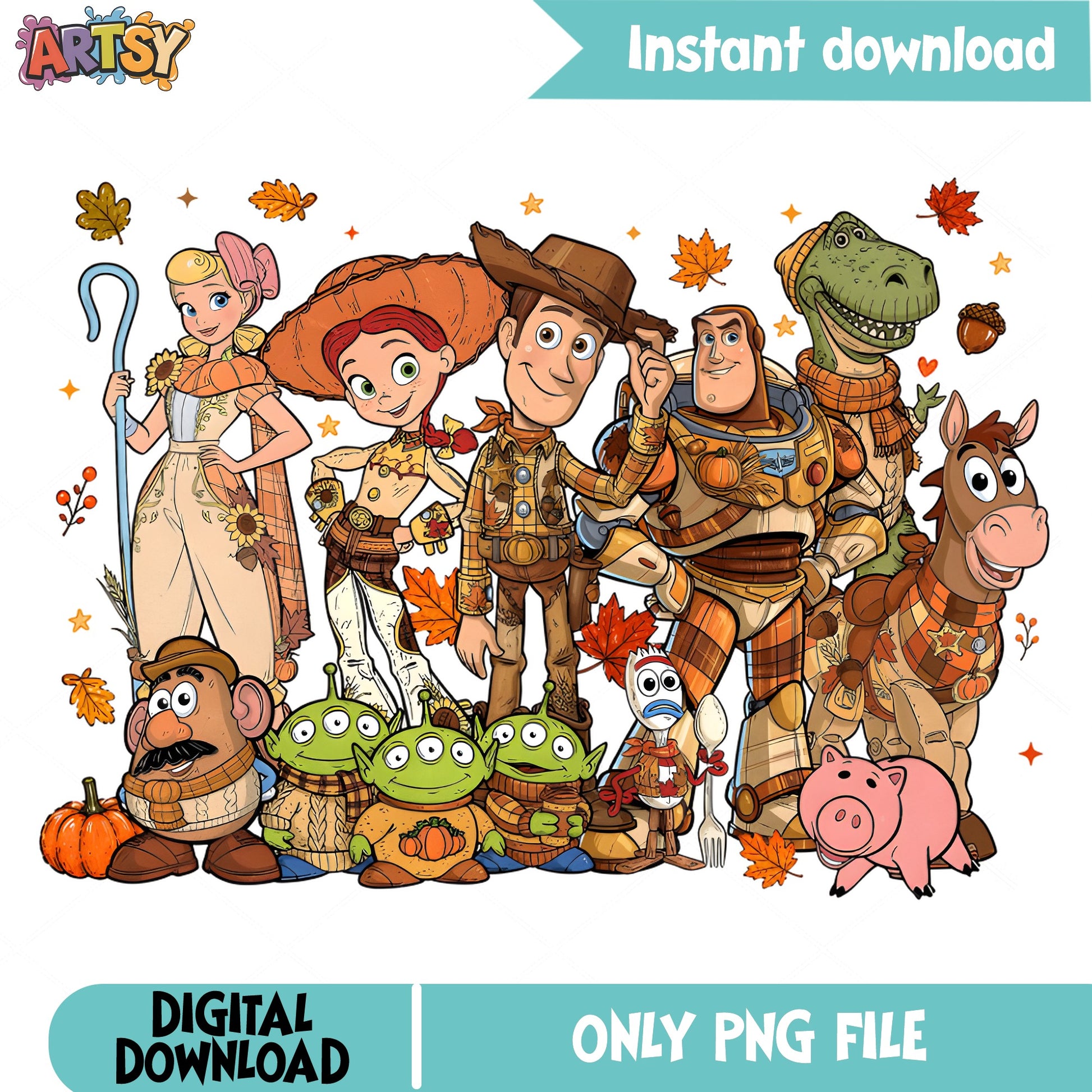 Toy Story Fall PNG, Disney Thanksgiving PNG, Woody Buzz PNG