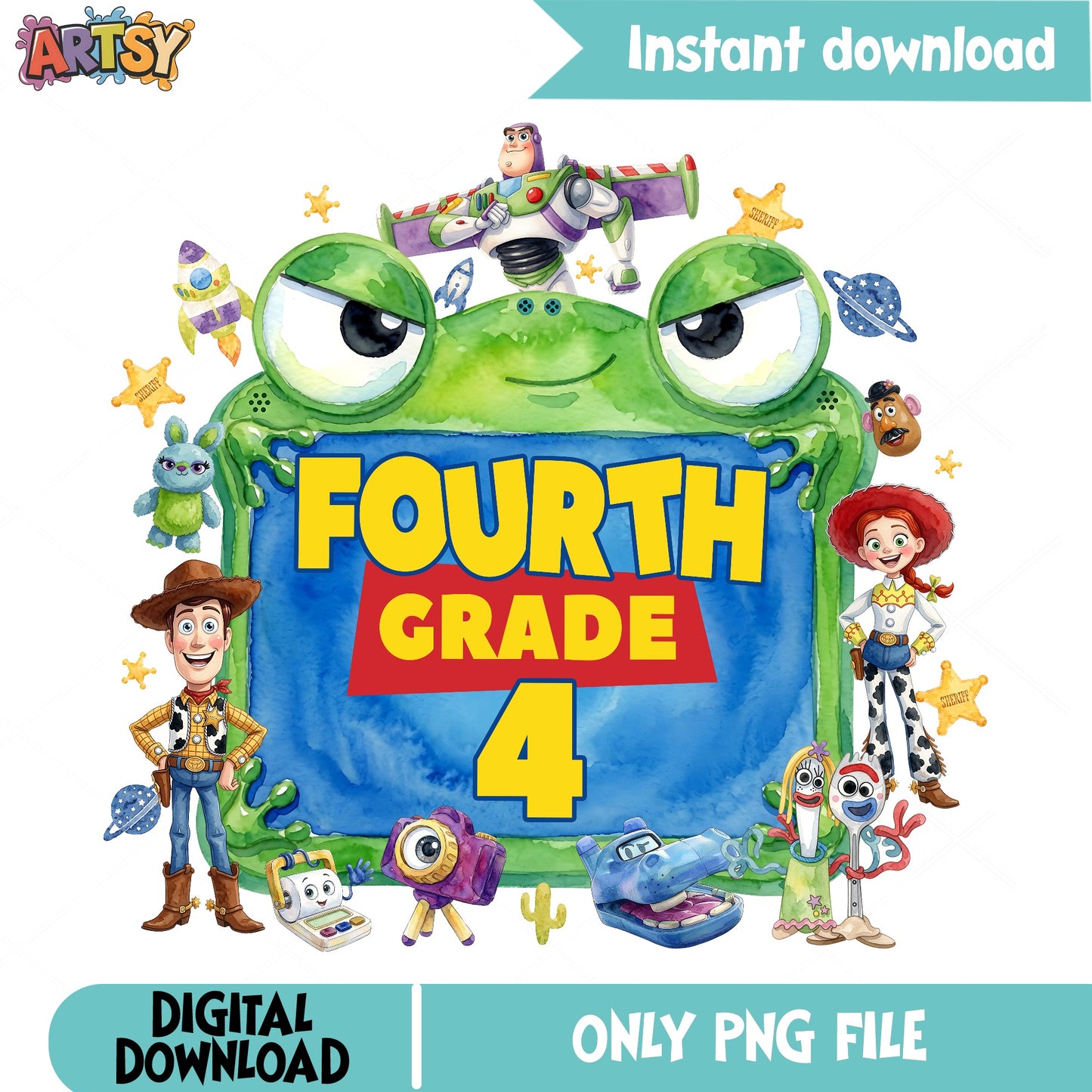 Toy Story Fourth Grade PNG, Back To School PNG, 4th Grade PNG