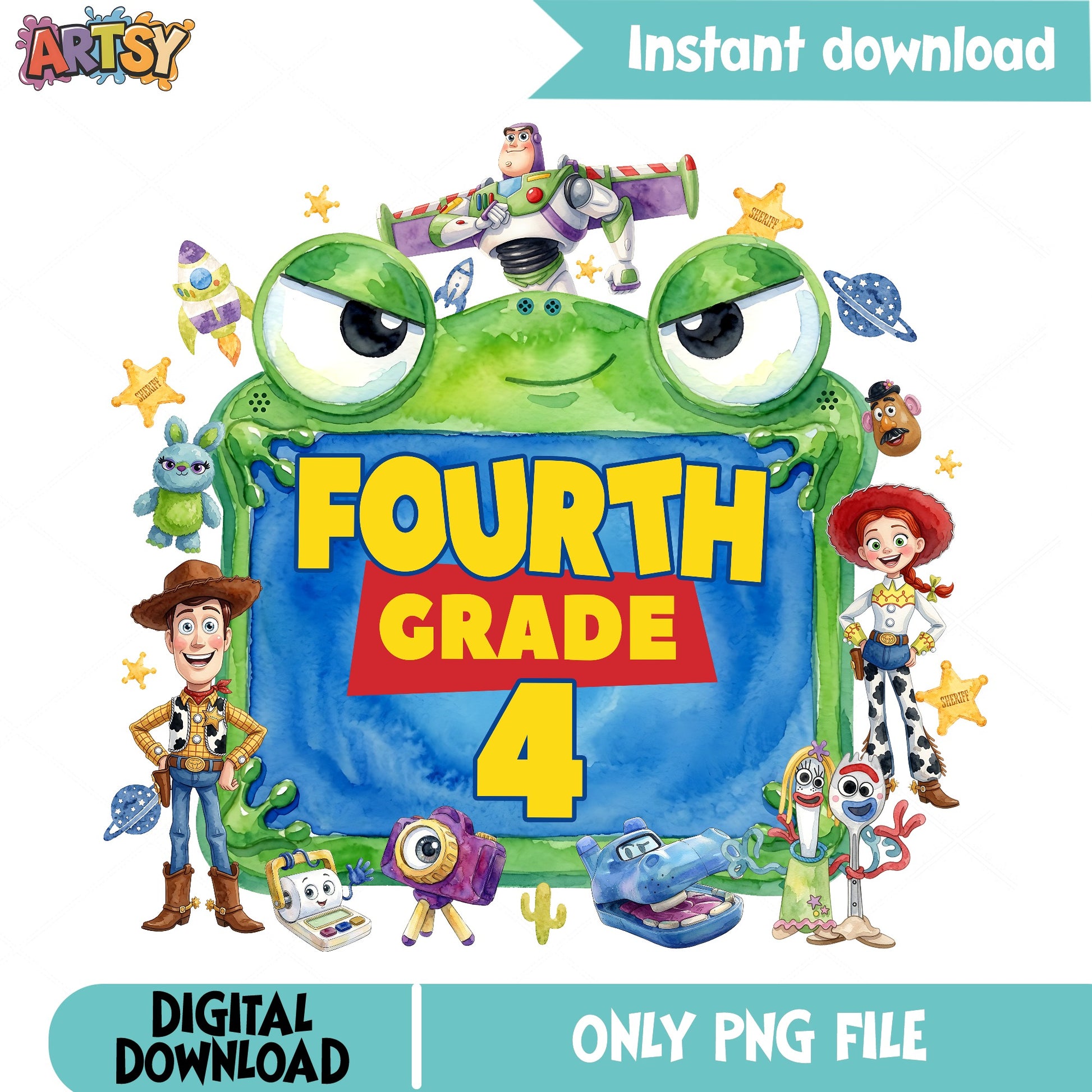 Toy Story Fourth Grade PNG, Back To School PNG, 4th Grade PNG