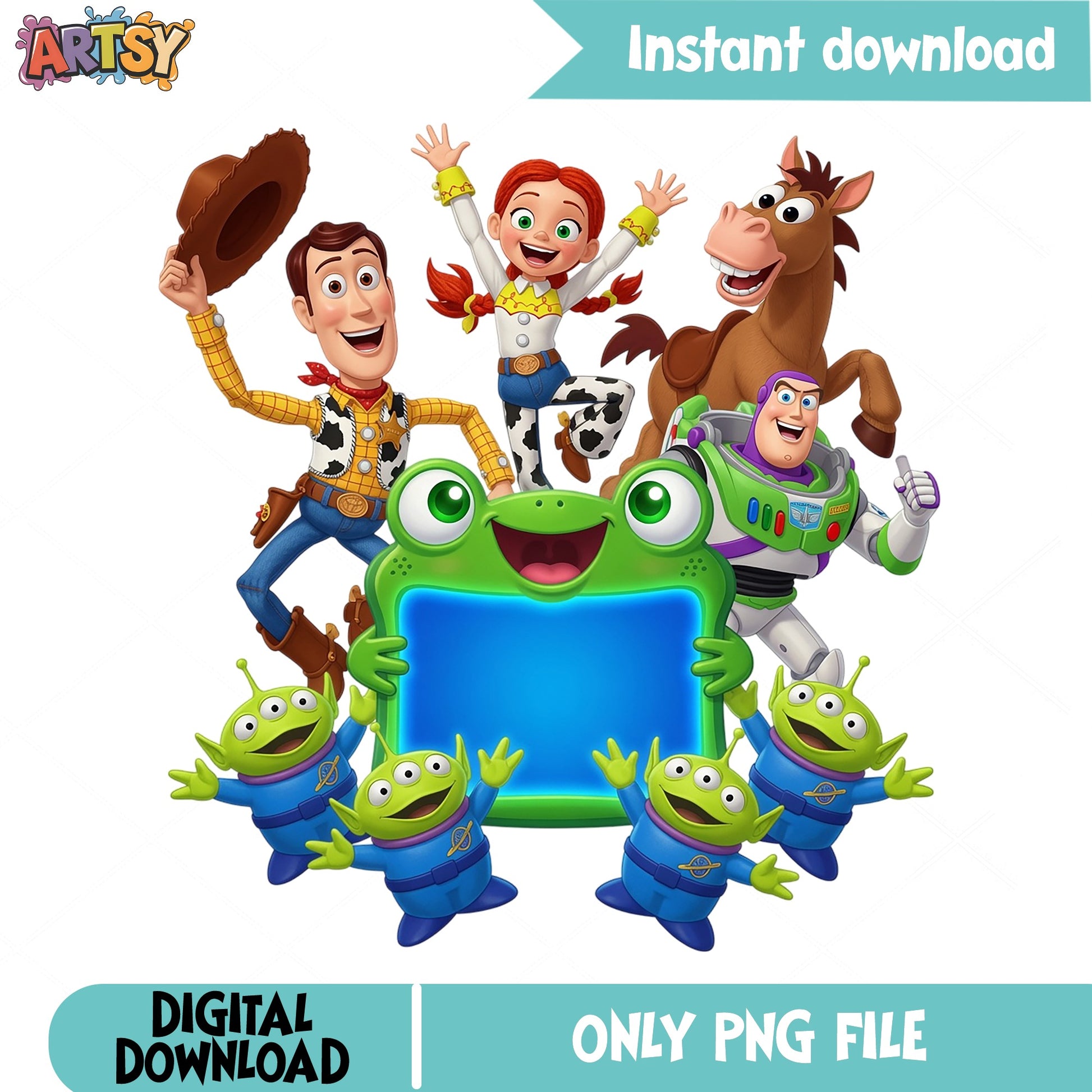 Toy Story Friends Frame PNG, Woody Buzz Jessie, Disney PNG