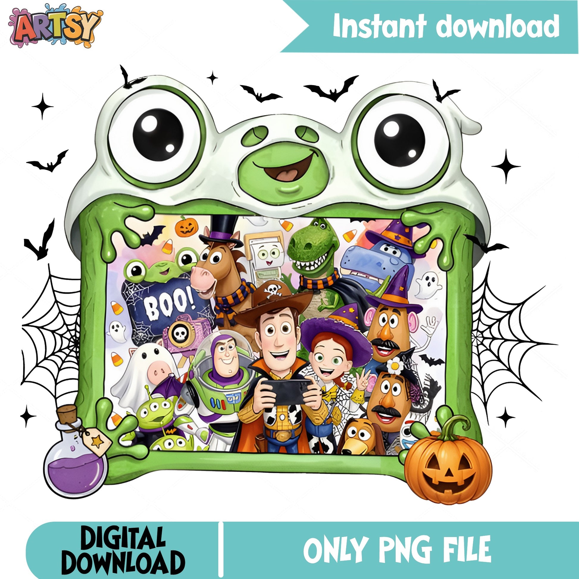 Toy Story Halloween PNG, Disney Characters Boo PNG, Woody Buzz PNG