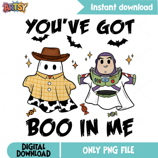 Toy Story Halloween PNG, Woody Buzz Lightyear Ghost PNG, Boo PNG