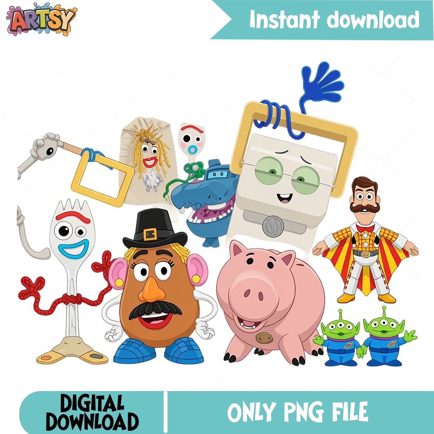 Toy Story PNG Clipart Bundle, Forky Mr Potato Head PNG, Disney PNG