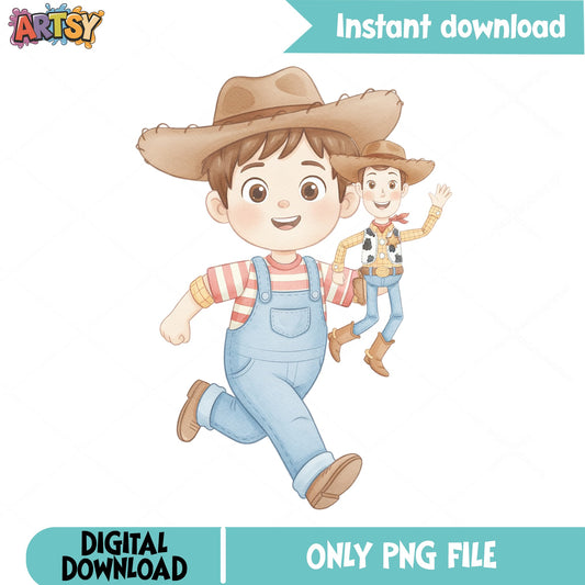 Toy Story Woody And Andy Watercolor PNG, Disney PNG, Toy Story Birthday PNG