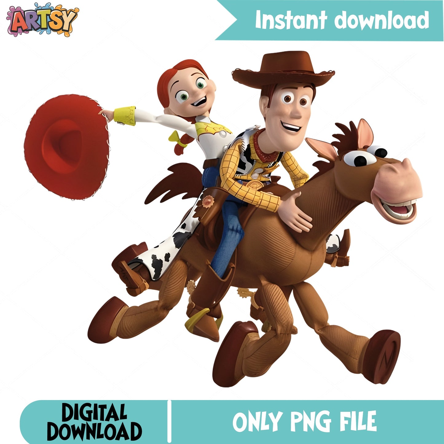 Toy Story Woody Jessie Bullseye PNG, Disney Pixar PNG, Toy Story PNG