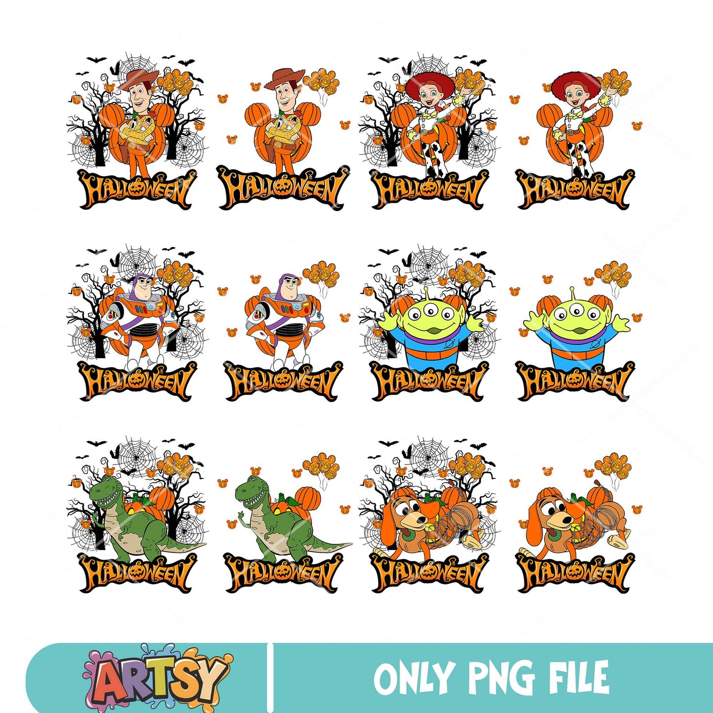 Toy disney halloween png bundle, woody halloween png, toy story halloween png