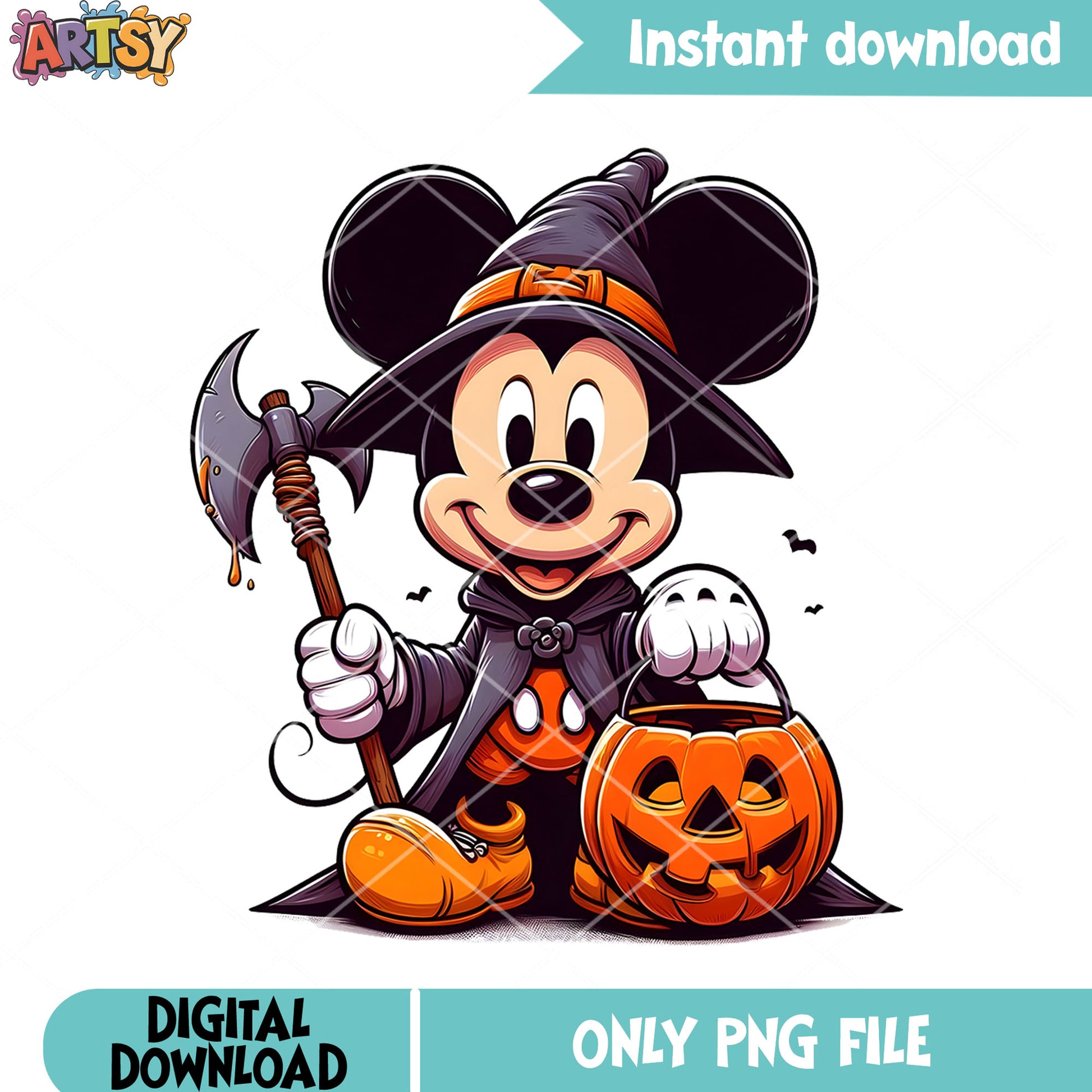 Trick or treat Mickey mouse png, halloween disney png, halloween night png (2)