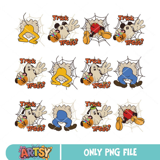 Trick or treat mickey bundle png, mickey halloween png, trick or treat png
