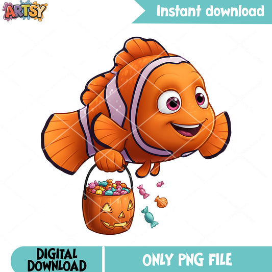 Trick or treat nemo vibes png, halloween vibes png, finding nemo png