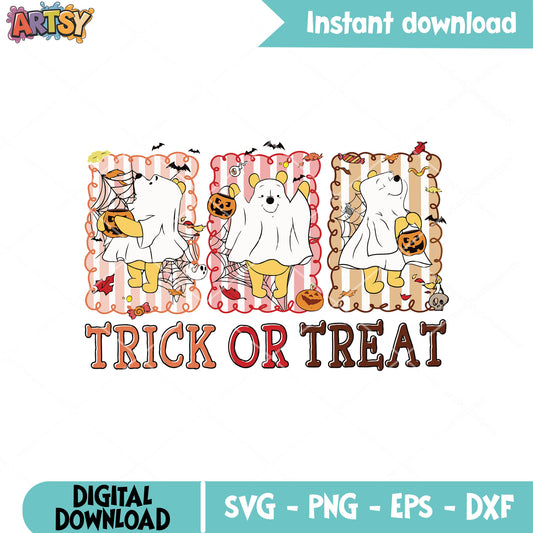 Trick or treat pooh svg, trick or treat svg, pooh ghost svg