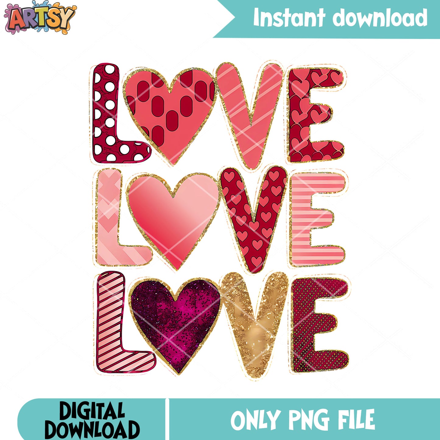 Trio love valentines png, valentines heart png, love vibes png