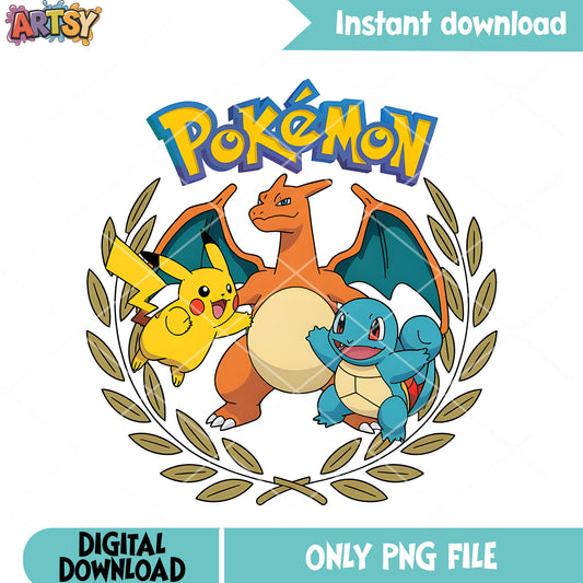 Trio pokemon poster png, pokemon gifts png, nintendo charizard png