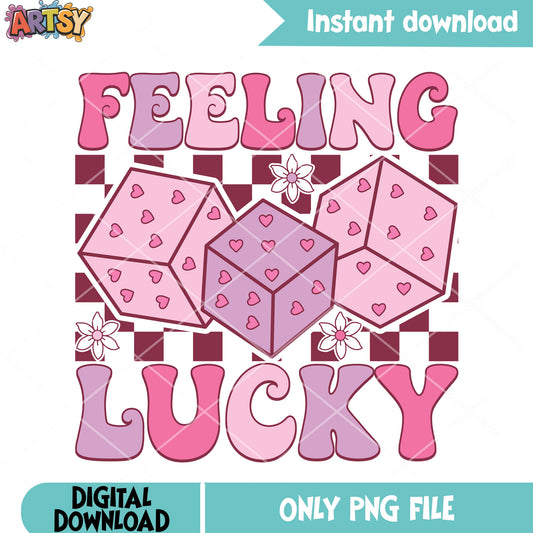 Triple dice valentine lucky png, happy valentine day png, valentine png