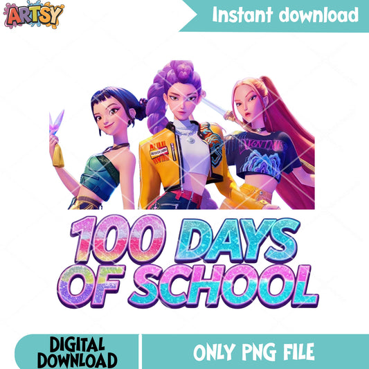 Triple huntrix school png, Kpop demon hunter huntrix png, 100 day png