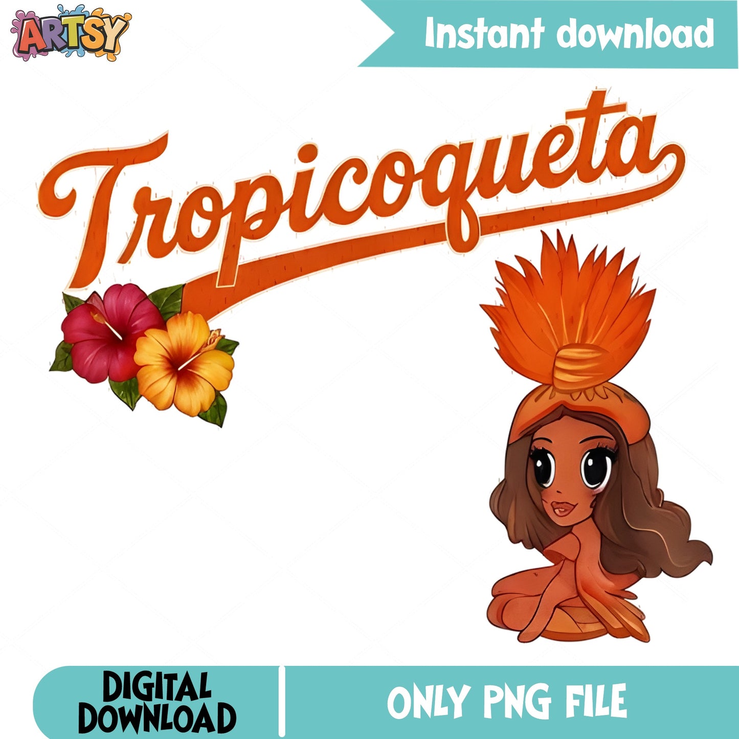 Tropicoqueta PNG, Latina Girl Tropical Sublimation, Summer PNG