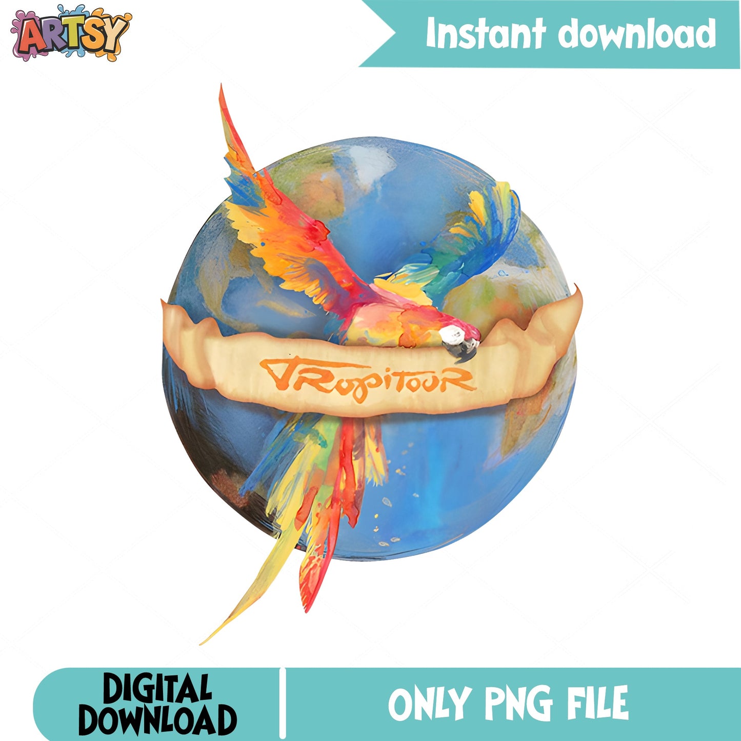 Tropitour Parrot Globe PNG, Tropical Macaw PNG, Summer Bird PNG