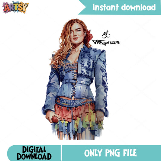Tropitour Singer Watercolor PNG, Concert Outfit PNG, Fan Art PNG