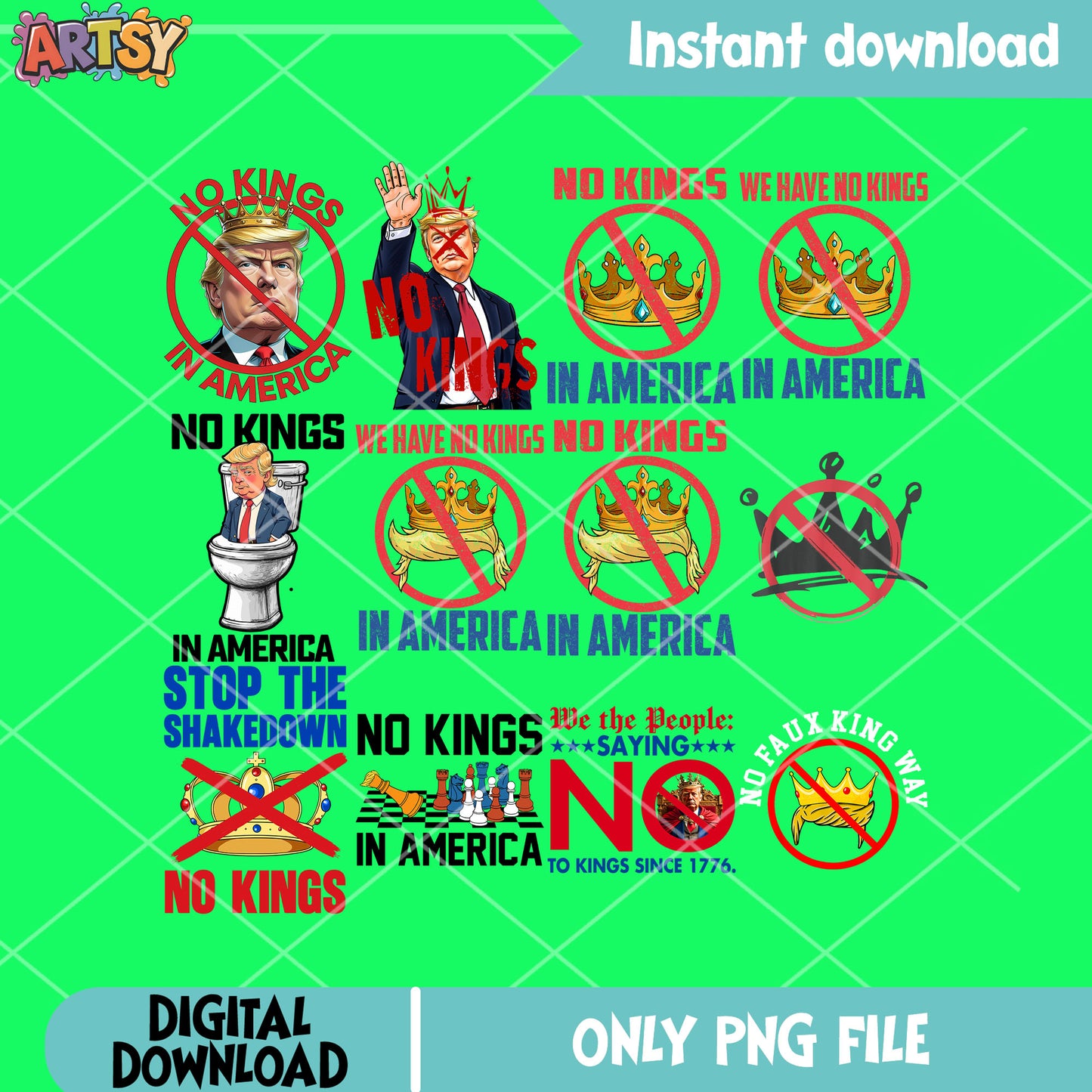 Trump no king png bundle, trump no kings png, no kings day png