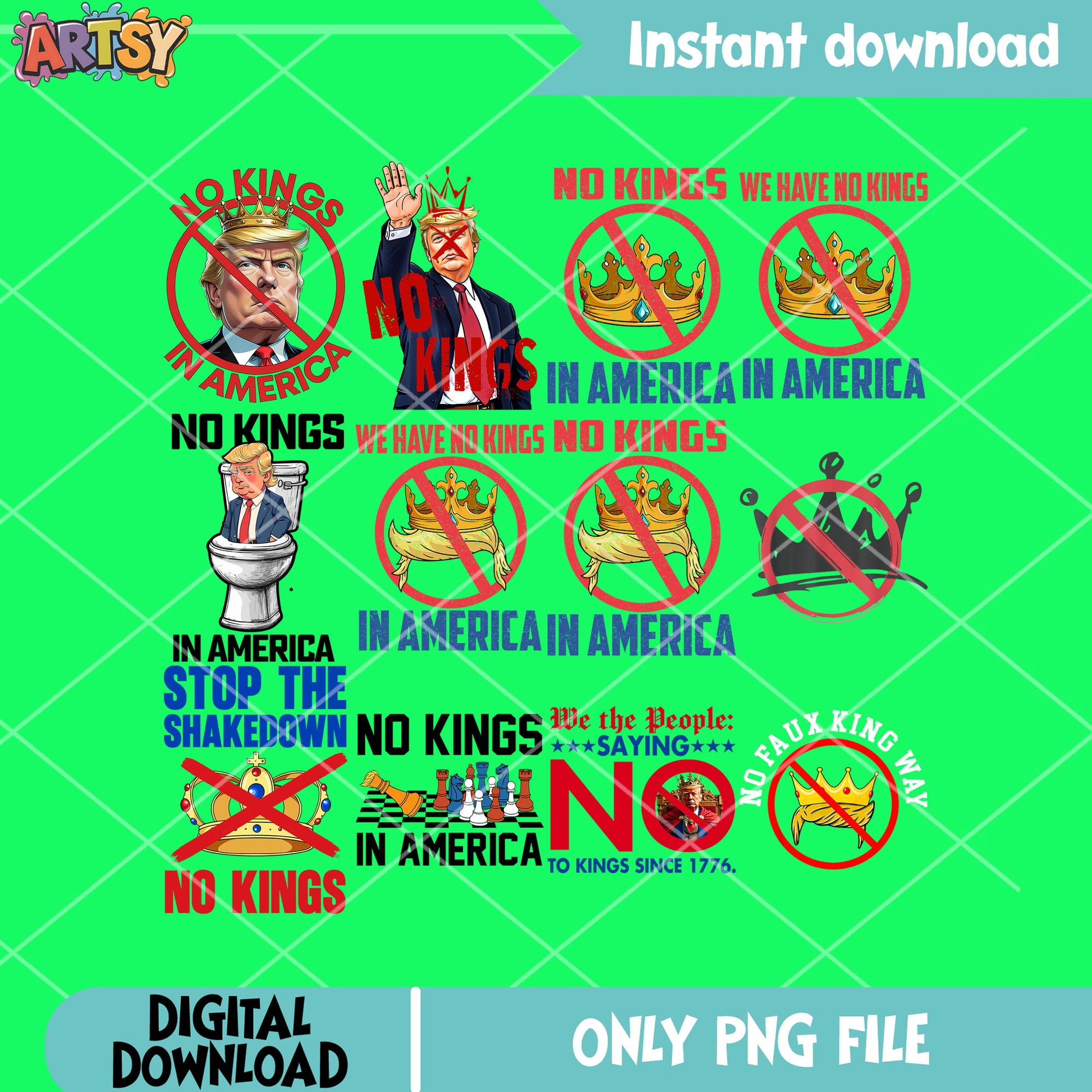 Trump no king png bundle, trump no kings png, no kings day png