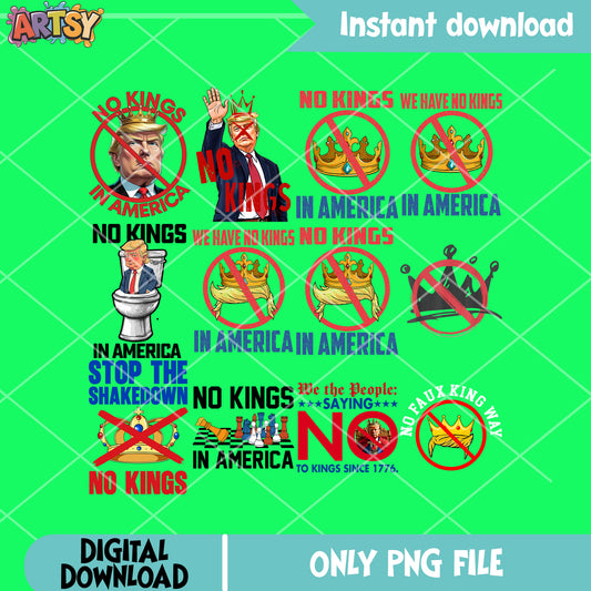Trump no king png bundle, trump no kings png, no kings day png