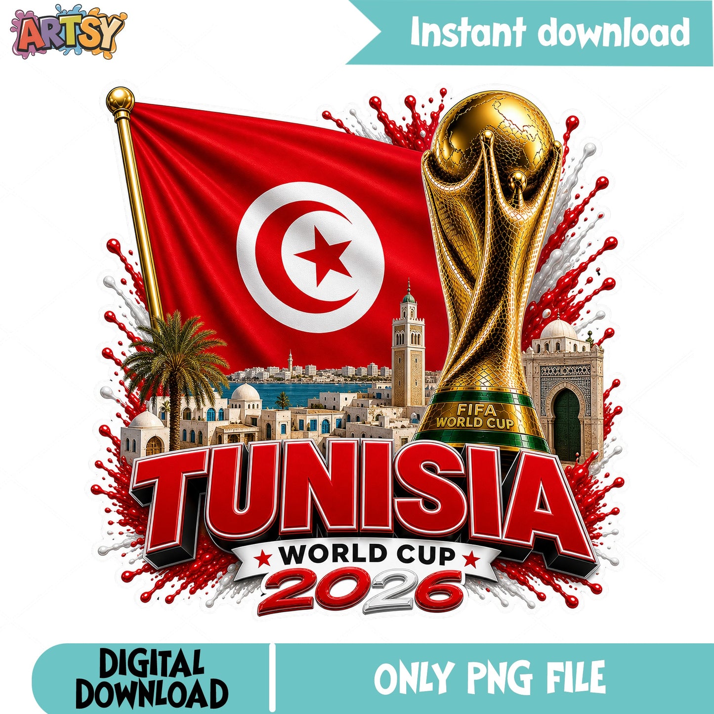 Tunisia World Cup 2026 PNG, Tunisia Flag Soccer PNG, FIFA PNG