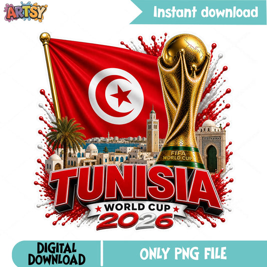 Tunisia World Cup 2026 PNG, Tunisia Flag Soccer PNG, FIFA PNG
