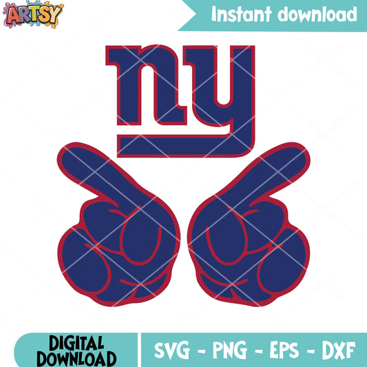Two finger foam teams svg, giants svg, national football leauge svg