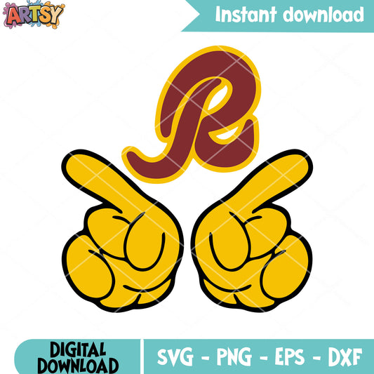 Two finger hand svg, redskin svg, national football leauge svg