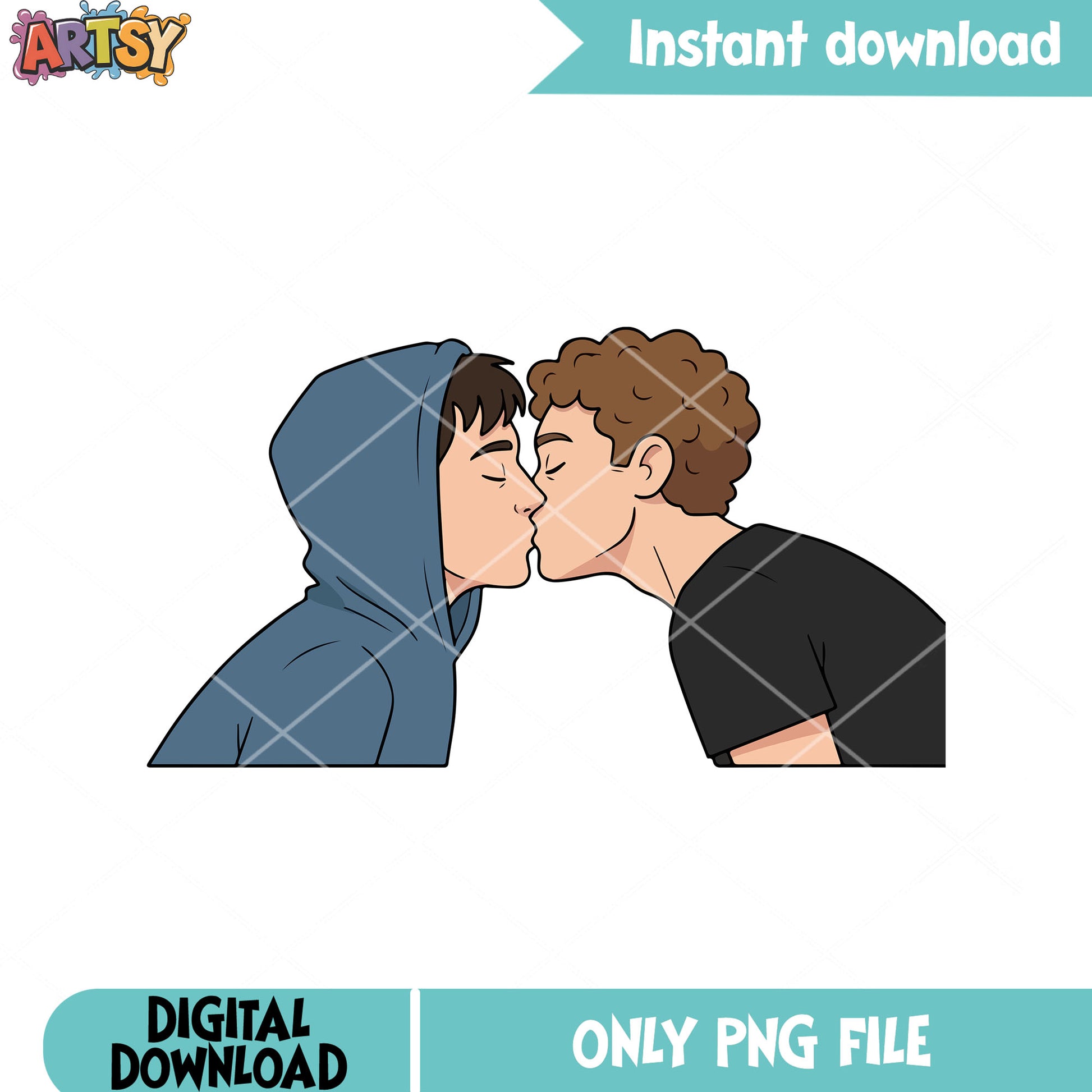 Two man kisses poster png, heated rivalry png, gay poster png