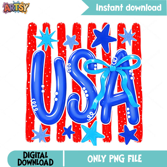 USA Balloon Letters 4th Of July PNG, Patriotic PNG, America PNG