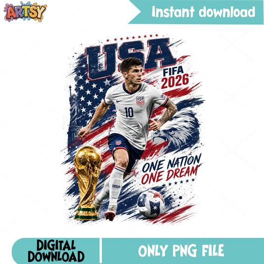 USA FIFA World Cup 2026 PNG, Soccer One Nation One Dream PNG, USMNT PNG
