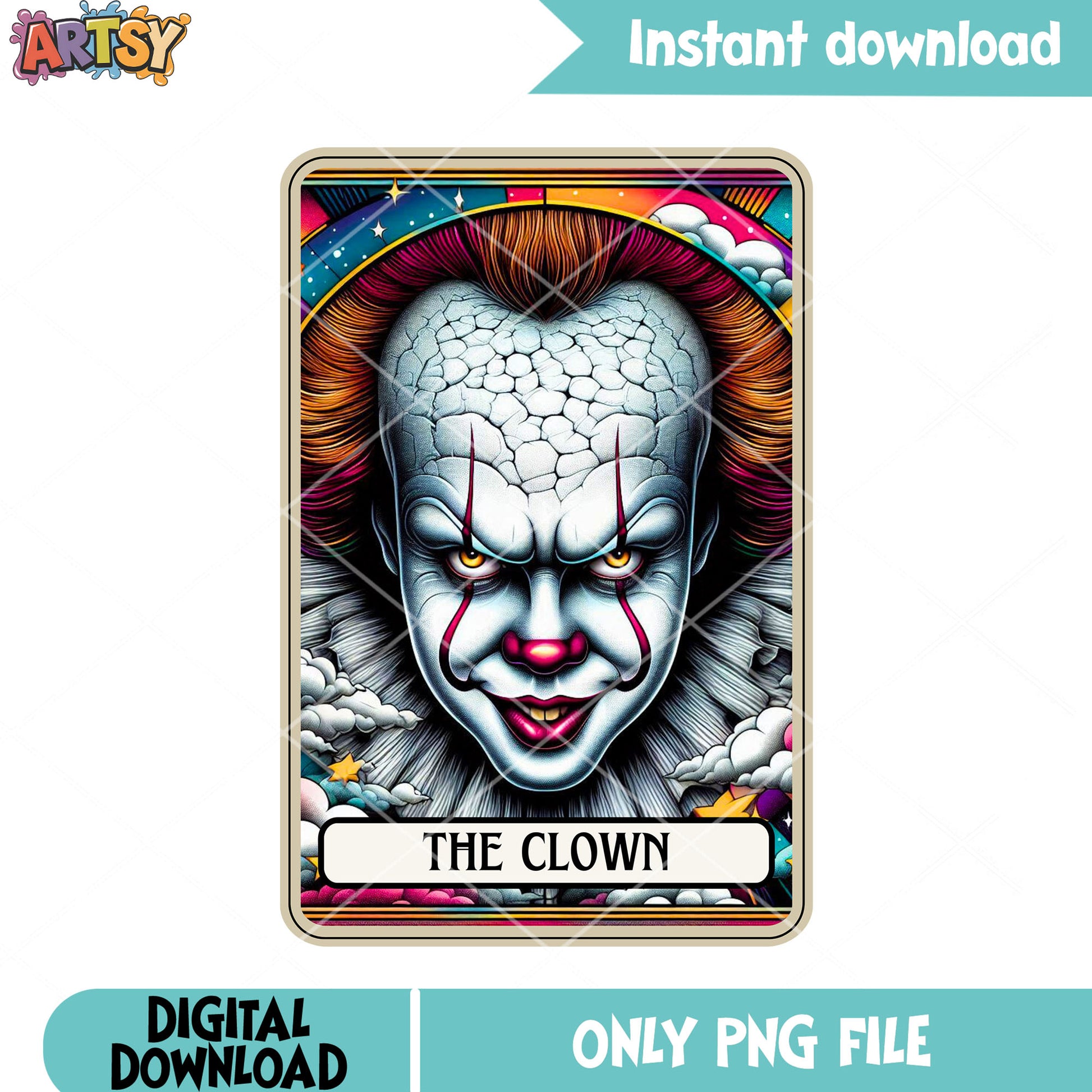 Ugly clown cloud png, mystic card png, art the clown png