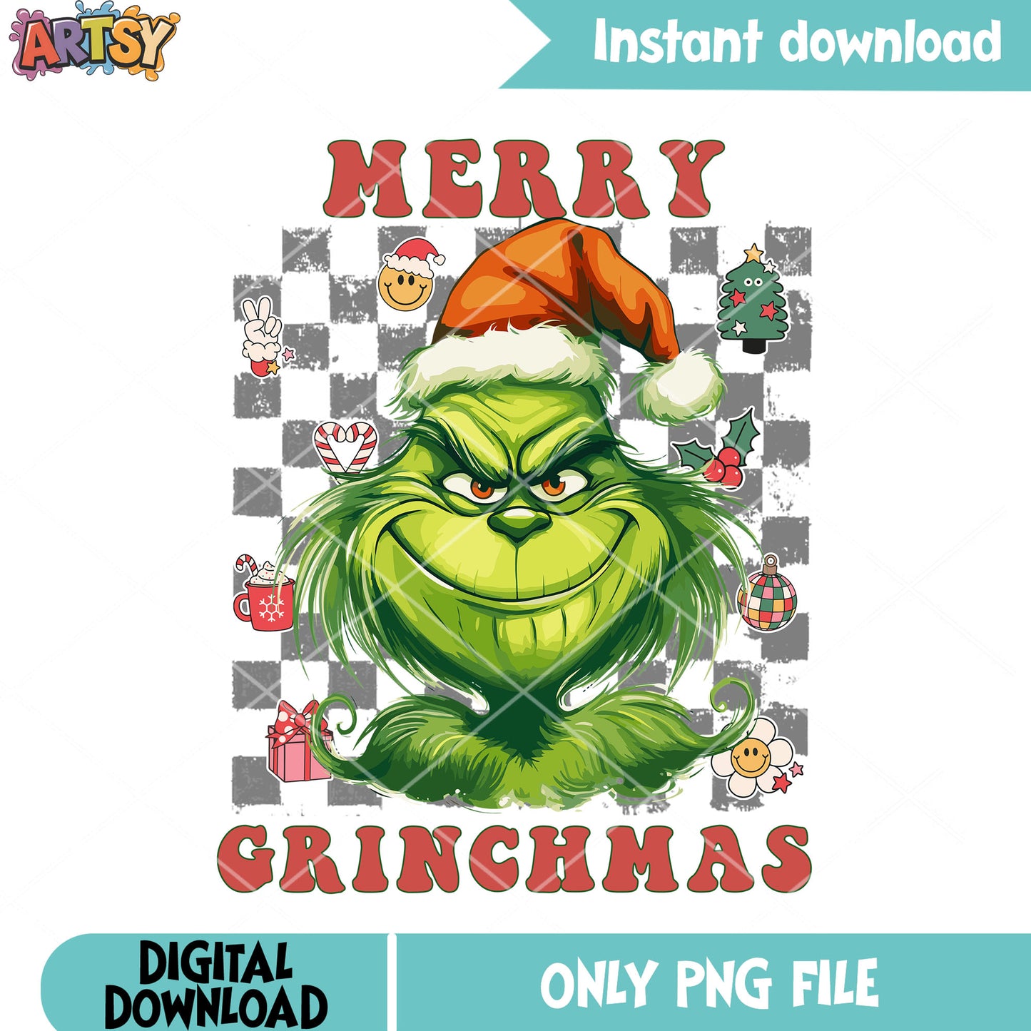 Ugly grinchmas face santa hat png, the grinch png, christmas vibes png