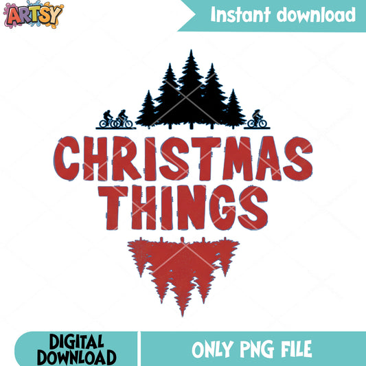 Up side down christmas things png, stranger things png, Netflix ​​png