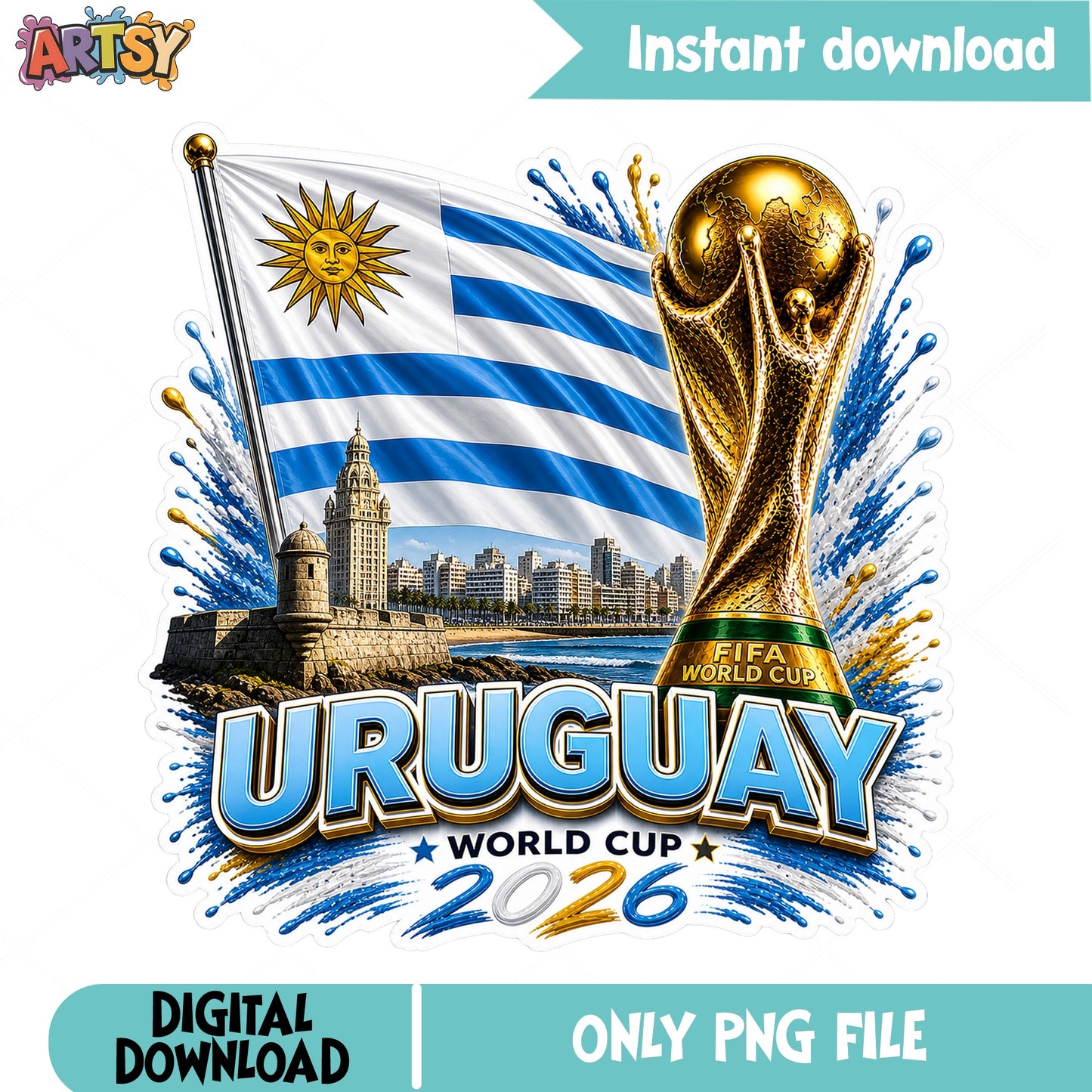 Uruguay World Cup 2026 PNG, Uruguay Flag Soccer PNG, FIFA PNG