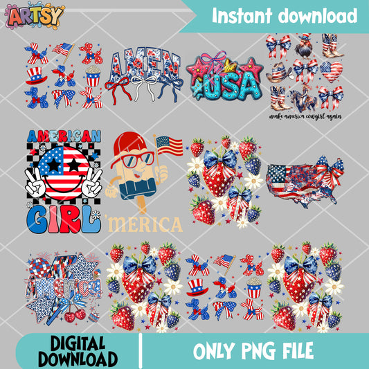 Usa america png bundle