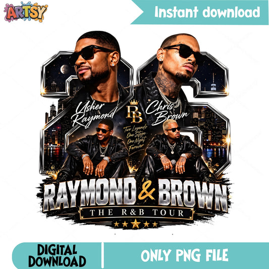 Usher And Chris Brown PNG, RnB Tour Shirt, Music Concert PNG