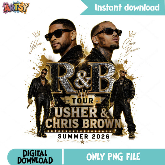 Usher And Chris Brown RnB Tour PNG, Summer 2026 PNG, Concert PNG