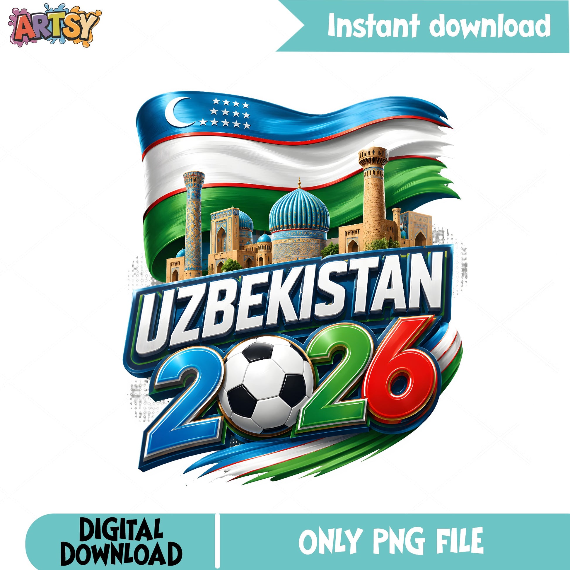 Uzbekistan 2026 Soccer PNG, Football World Cup PNG, Uzbekistan Flag PNG