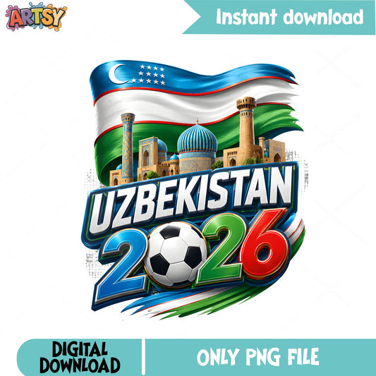 Uzbekistan 2026 Soccer PNG, Football World Cup PNG, Uzbekistan Flag PNG