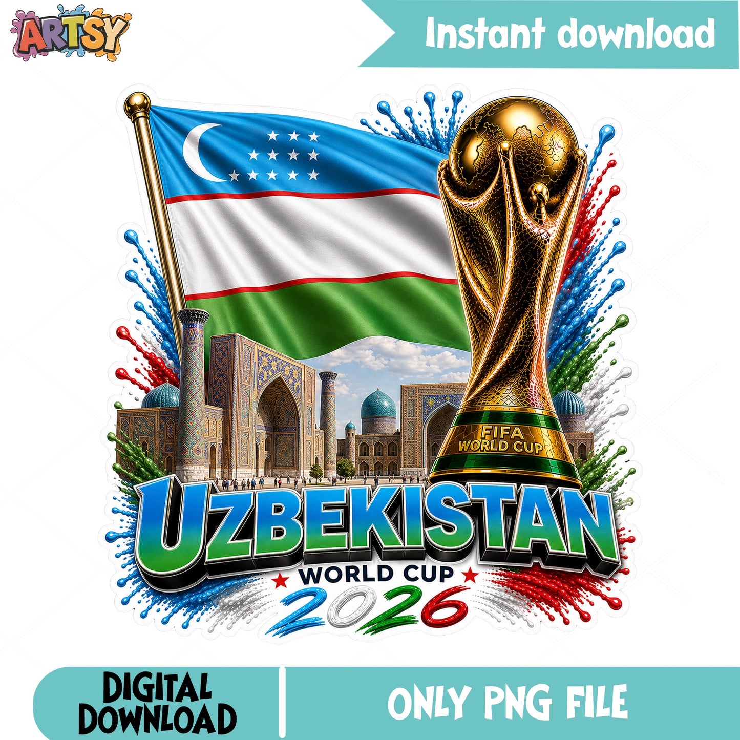 Uzbekistan World Cup 2026 PNG, Soccer Fan Shirt PNG, FIFA PNG