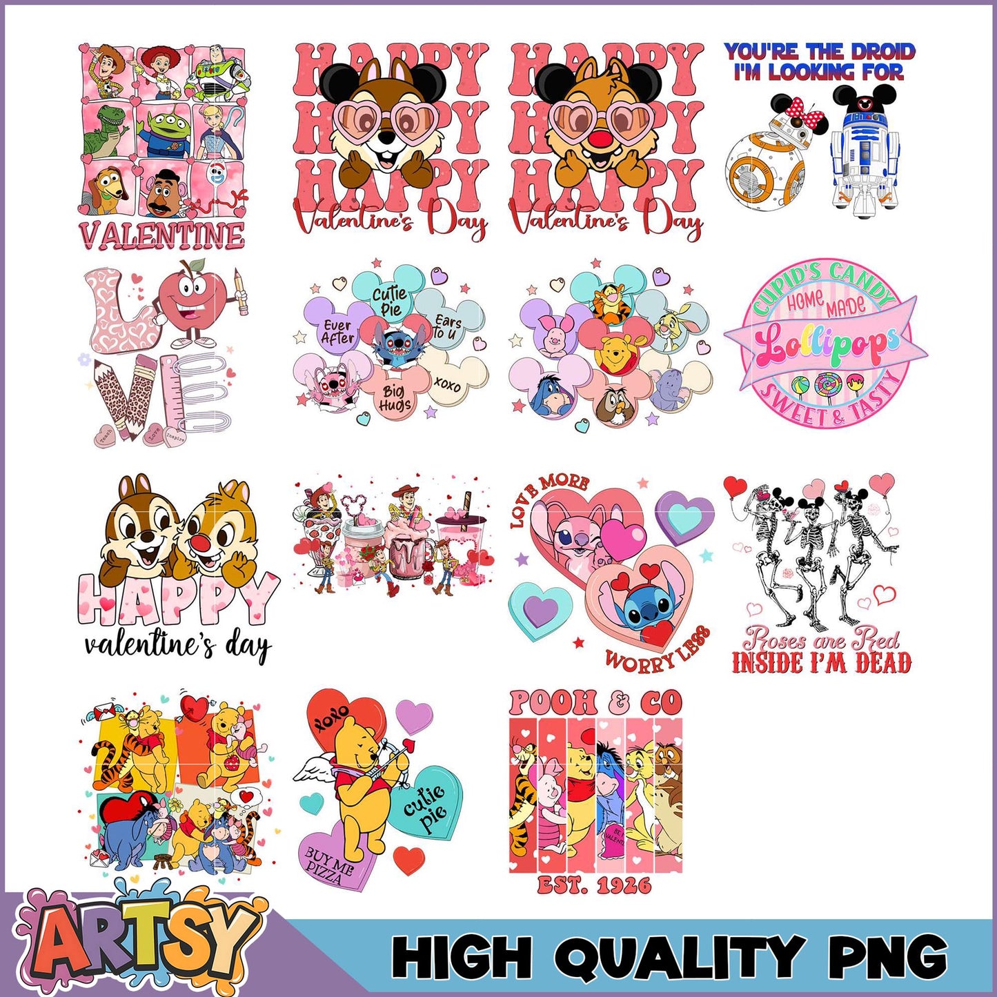Valentine Themed PNG Bundle Cute Designs for Crafts