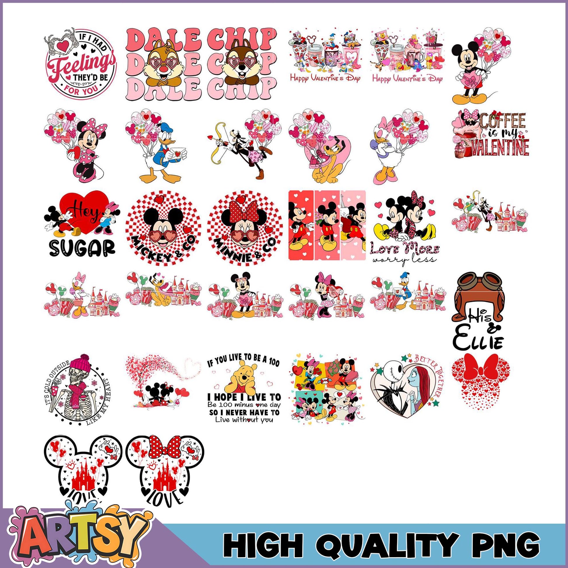 Valentine's Disney PNG Bundle High Quality Images