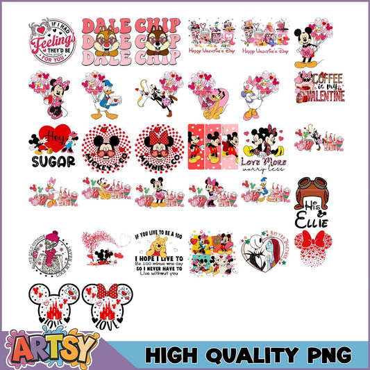 Valentine's Disney PNG Bundle High Quality Images