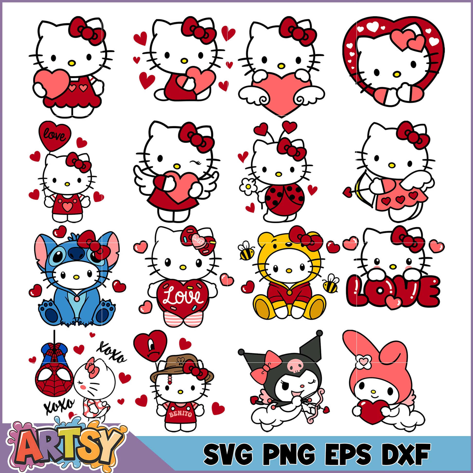 Valentine's Hello Kitty SVG Bundle